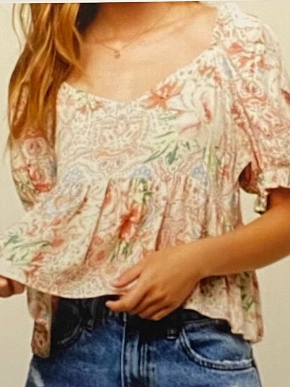 ONEILL ISABEL FLORAL PRINT TOP SZ M